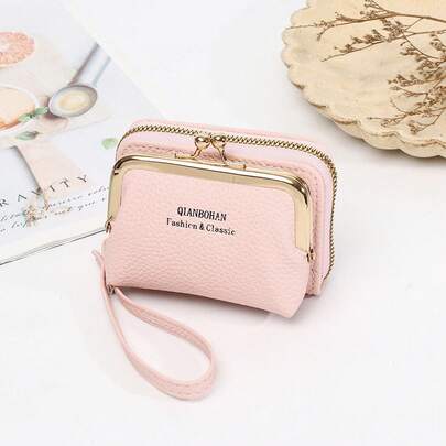 Nueva cartera de mujer con correa para la muñeca, monedero corto, bolsa para monedas estilo coreano, tarjetero tipo acordeón con múltiples ranuras para tarjetas.