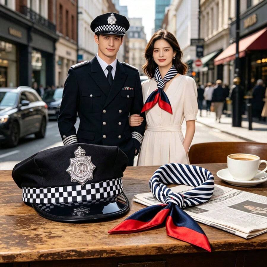 1pc/2pcs Vintage Police Hat, Suitable For Carnival, Cosplay Party, Police Hat, Halloween Costume Accessory - Multicolor - View 1