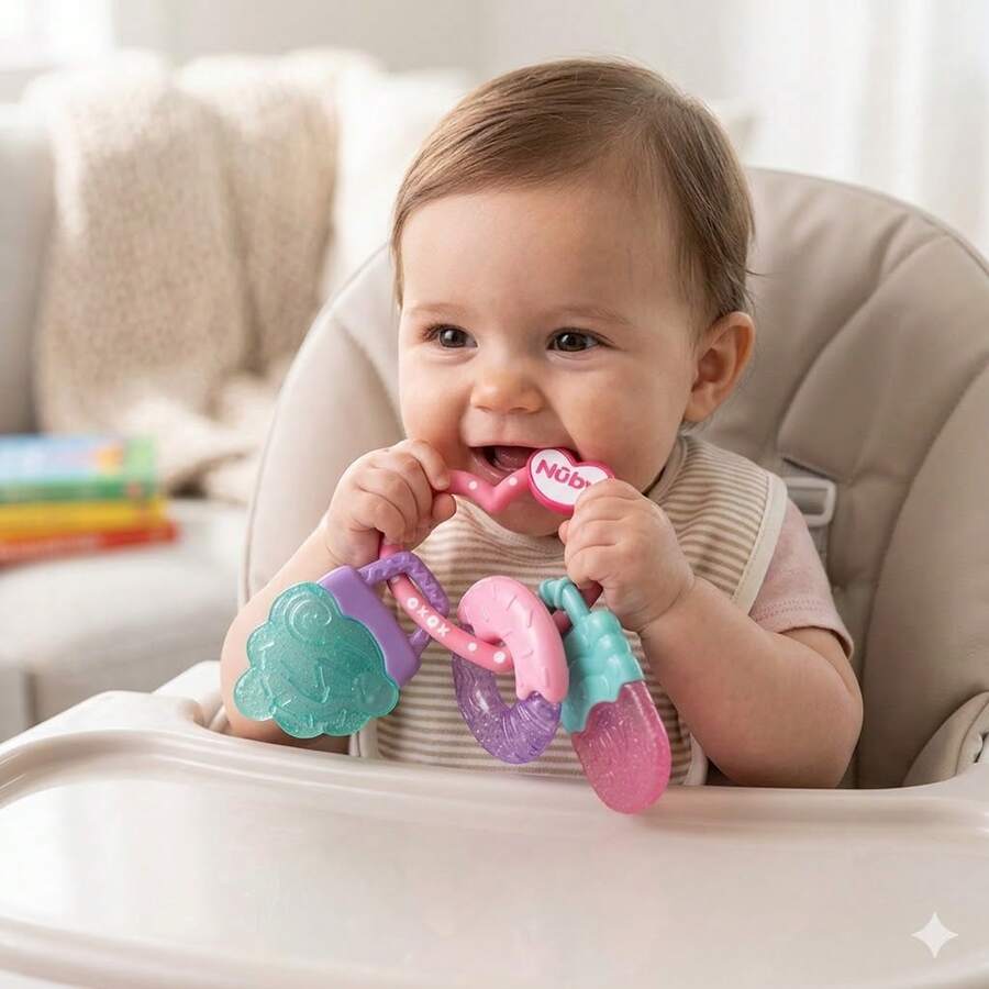 Nuby 6938 IcyBite Cold Gel Teether In The Shape Of Sweets - Pink - View 1