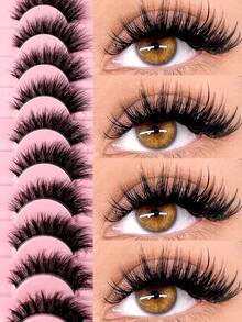 LYBCG Transparent Stem 8D Clusters False Eyelashes Natural Cat Eye Lashes Wispy Eyelashes 22mm False Eyelashes Wispy Lash Strips 3D Volume Fake Eyelash Thin Cotton Band Soft Eye Lash Pack 10 Pairs  Reusable Lash Clusters - 黑色 - 查看 3