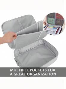 Document Bag With Lock, Fireproof 3 Layer File Storage Case With Water Resistant Zipper, Portable Travel Home Organizer For Laptop Files Certificates - 黑色 - 查看 9