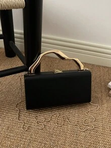 輕奢小眾高端女款方盒包，大容量斜挎包，通勤小方包 - 黑色 - 查看 6