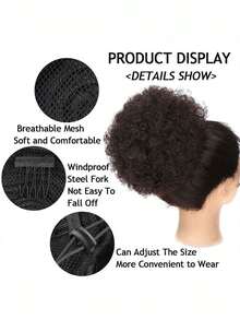 Extensión de cola de caballo con cordón para afro puff sintético, moño de cola de caballo con cordón con clip, Halloween - Multicolor - Ver 6
