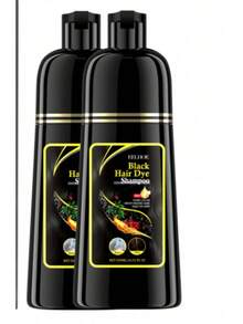2PCS-500ml-Natural Herbal Hair Dye Shampoo -- 3-In-1 Rapid Hair, Nourishing, Cleansing & Moisturising, Smoothing Black Hair Coloring Shampoo For Women Men - 黑色 - 查看 13