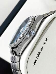 Pablo Raez 1pc Men's High-Quality Watch Accessory Classic Vintage Honeycomb Shape Wristwatch Premium New Luxury Silver Men's Fashion Watch Stainless Steel Non-Fading Strap 50m Waterproof Minimalist Brand Original 50m Waterproof Watch Men's Casual Fashion Quartz Watch Luminous Hands Arabic Numeral Dial Charming White Blue Black High-End Business Wristwatch Suitable For Daily Work Life Vacation Wear Teacher Father Or Male Friend Gift Birthday Graduation Wedding Gift - Silver - View 7