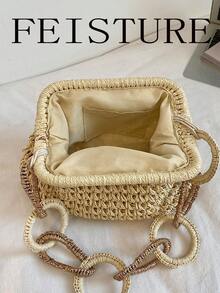 2026 Spring/Summer New Women's Woven Hard-Shell Handbag - Beige - View 8