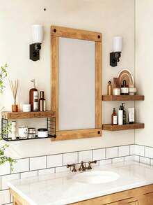 3pcs Floating Wall Shelves, Wooden Room Decor, Rustic Style Wooden Shelves For Bathroom, Living Room, Bedroom And Kitchen, Storage Wall Racks, Books, Room Decoration, Multi-Layer Wall Hanging Storage Shelves Space-Saving Multifunctional Office Display Rack, Statue Home Decor, Collection Decor, Beautiful And Practical Home Organization Wall Collection Gift - Multicolor - View 3