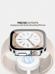 Glass + Protective Case Compatible With Apple Watch 42 46mm 45mm 41 49 44mm 40mm, Straight Edge Screen Protector Cover, Compatible With Apple Watch SE 6 7 8 9 10 11 Ultra - Silver - View 8