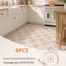 SUPSTICKER 8/24片復古摩洛哥風地板貼紙，PET表面自黏防滑，12x12英吋，4款設計，適用於廚房與浴室 - 多色 - 查看 17