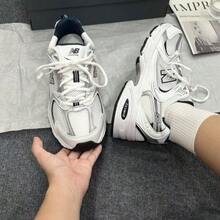 New Balance 530 Silver White Sneakers, Faux Leather Mesh Breathable Retro Low Top Unisex Running Shoes For Spring - Multicolor - View 3