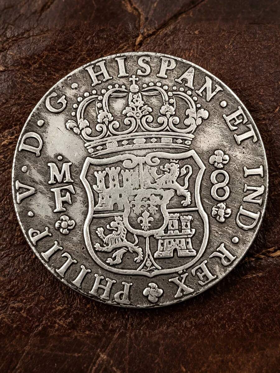 1741年 8 MM 墨西哥 Reales 硬幣 - 費爾南多六世 鍍銅鎳銀色收藏複製品硬幣 - 彩色 - 查看 1