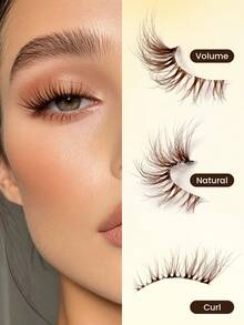 MAANGE 10 pares de pestañas postizas de estilo zorro de media mirada con tallo transparente, 4-14mm, aspecto natural de raza mixta, estilo de dibujos animados, pestañas postizas cortas y suaves de pelo de visón sintético 3D, pestañas postizas ligeras y esponjosas de estilo cruzado, que agrandan los ojos y alargan las colas de los ojos, adecuadas para uso diario, viajes de mujeres, fiestas, trabajo y otras ocasiones, pestañas postizas, pestañas postizas en tira - Marrón - Ver 2