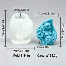 Seashell Mermaid Silicone Candle Mold, Romantic Ocean Theme Mermaid Wax Melt Soap Resin Craft Mold, DIY Handmade Aromatherapy Supplies For Coastal Home Decoration & Unique Gifts - Mermaid Mold-81127 - View 10