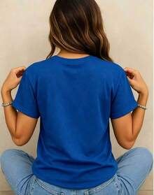 Soft 1pack T-Shirt With Letter Print Soft Pattern - Blue - View 7