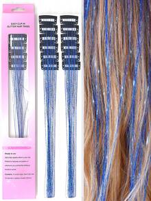 12pcs Glittery Metallic Ribbon Hair Clips Wig Pieces Shiny Hairband Hair Accessories Party Focal Point Delicate Eye-Catching Beautiful Hair Accessory Gift - Multicolor - View 11