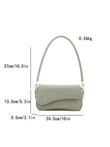 1pc Solid Color Fashion Leopard Print Asymmetrical Flap Retro Minimalist Elegant Shoulder Underarm Bag - Mint Green - View 7