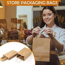 Glass Family 40pcs Thick Brown Paper Bag 8.25inx5.8inx3.2in Wedding Gift Bag Regular Commodity Bag With Handle Business Leather Paper Bag Shopping Bag Retail Bag Wedding Birthday DIY Gift Packaging Christmas Halloween. - View 9