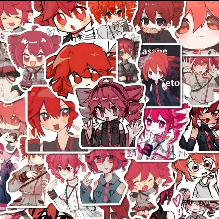 60pcs Kasane Virtual Vocaloid Stickers, Suitable For Decorating Skateboards, Helmets, Mirrors, And Other Items - Multicolor - View 1