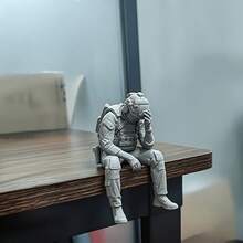 Fun And Tired Soldier Sitting Figure - Mini Tactical Figurine Collection Model - Desktop, Case, Bookshelf, Window Sill Decoration Gift - Soldier Sitting Pose Figurine - View 7