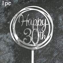 3pcs/1pc Gold Acrylic "16th 30th 40th 50th 60th 80th" Birthday Cake Topper Circular Frame, Birthday Party Decorations - Multicolor - View 24