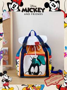 1pc Disney Official Licensed Mickey/Goofy Pattern Drawstring Backpack, Color-Block Nylon Daily Bag, Casual Backpack, Cartoon School Bag, Suitable For Students/Girls/Fans/Teens/Graduates, Essential For Daily Use, Outings, Travel, Shopping And Back To School Season - DHF51981-mF - View 13