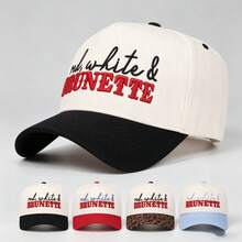 1pc Dual-Color Letter Embroidered Trucker Hat, Adjustable Design, Suitable For Outdoor Activities, Travel And Running - BRUNETTE - View 2