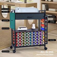 Craft Cart With Holder For 47 Vinyl Rolls And Storage Drawer, Compatible With Cutting Machines. - Black & Brown - View 5