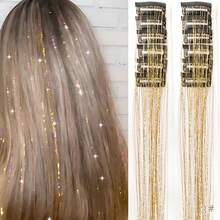 12pcs Glitter Tinsel Hair Extensions Rainbow Colorful - Multicolor - View 19