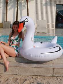 1pc White Swan Inflatable Swim Ring, Swan-Shaped With Handle Water Ride Float, Summer Water Park Fun - Multicolor - View 4
