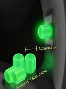 Car Glow-In-The-Dark Valve Caps - Neon Green Tire Decoration, Non-Slip Grip, Suitable For Cars, Motorcycles, Bicycles - Night Riding Safety Accessory, Enhanced Visibility And Style, Motorcycle Personalization, Eye-Catching Design, Durable Construction, Bicycle Commuters - A - View 6
