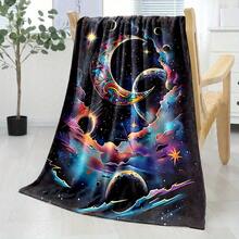 Manta Pequeña con Estampado de Estrellas y Luna Nocturnas - Multicolor - Ver 4