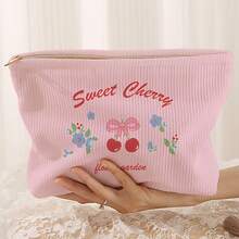 1 buah Tas Penyimpanan Kosmetik Portabel Motif Ceri Cetak Dua Sisi Kantong Rias Perjalanan dengan Resleting Organizer Perlengkapan Mandi Multifungsi - MultiWarna - View 6