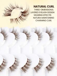 MAANGE 10 pares de pestañas postizas de estilo zorro de media mirada con tallo transparente, 4-14mm, aspecto natural de raza mixta, estilo de dibujos animados, pestañas postizas cortas y suaves de pelo de visón sintético 3D, pestañas postizas ligeras y esponjosas de estilo cruzado, que agrandan los ojos y alargan las colas de los ojos, adecuadas para uso diario, viajes de mujeres, fiestas, trabajo y otras ocasiones, pestañas postizas, pestañas postizas en tira - Marrón - Ver 8