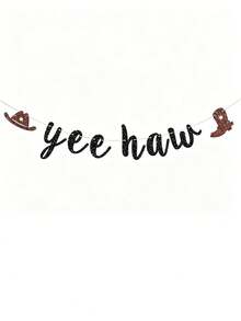 1 Set, Pancarta de Letras DIY con Brillo Yeehaw, Decoraciones de Fiesta de Vaquera Occidental con Recortes de Sombrero de Vaquero y Botas, Pancarta de Banderines con Tema de Vaquero, Para Fiesta de Cumpleaños con Tema Occidental, Suministros de Fiesta Campestre, Pancarta de Fiesta de Vaquero Occidental Yeehaw - Ver 5