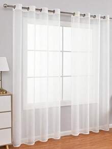 1 pieza Cortina traslúcida de unicolor y luz suave y difusa, versátil para múltiples escenarios - Blanco - Ver 1