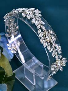 1pc Shiny Rhinestone Bridal Headband, Elegant Women's Headband Suitable For Wedding Party - Silver - View 6