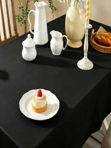 1pc Dust-Proof & Wrinkle-Resistant Rectangular Polyester Solid Color Tablecloth For Dining Room, Kitchen, Coffee Table, Conference Room, Desk, Wedding Banquet, Birthday Party, Home Decor, Study - Black - View 5