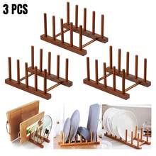 Bamboo Wooden Dish Drying Rack, Vertical 6 Pot Lid Plate Organizer Holder For Cabinet Space Saver, Cutting Board Rack Stand, Kitchen Cabinet Organizer, Baking Pan Drainer, Detachable Book Storage Holder For Office Home Organization And Display - Multicolor - View 19