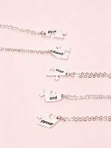 5pcs/Set Girls Best Friend Pendant Necklace, Friendship Necklace, Alloy Letter Pendant Necklace, BFF Friendship Fashion Jewelry Accessory Gift, Suitable For Daily Wear, Back To School Gift For Best Friends - one-size - View 5