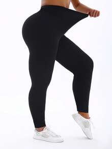 3packs Spring Summer Women Plus Size Black Leggings With Polka Dot Pattern Printed Legging Molded Hip Lifting Yoga Tights Outdoor Sports Vacation Fall - Multicolor - View 5