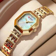 CURREN Women's Wristwatch, Elegant Quartz Watch, Rectangular Dial, Stainless Steel Band, Vintage Minimalist Style Dress Watch - Multicolor - View 13