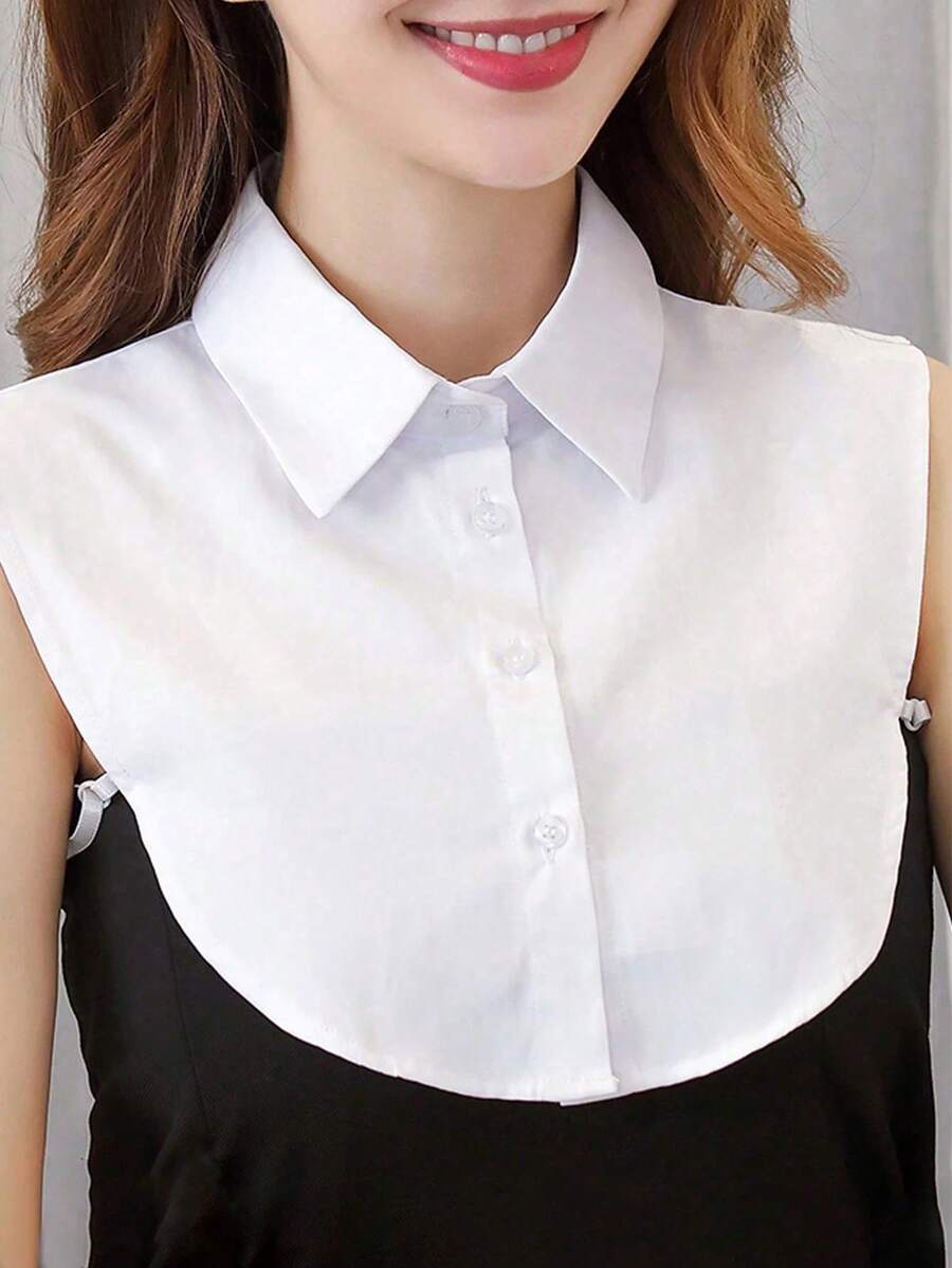 1pc Premium Detachable Fake Collar Inner Lining, Women's Knitted Polyester Layered Half Shirt Collar, Elegant Versatile Neck Accessory, Multiple Colors, Machine Washable, Suitable For Workplace Daily Commute Outfits - Multiple Styles - View 1