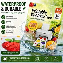 50 Sheets A4 Printable Vinyl Sticker Paper, Waterproof Glossy Adhesive Paper For Inkjet & Laser Printers, DIY Custom Labels, Decals And Stickers - Glossy PP - View 3