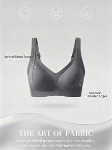 女款無縫內衣 - 可調節肩帶、無鋼圈支撐、適合日常穿著、超柔軟透氣面料、女款春季服飾、舒適內衣胸罩 - 灰色 - 查看 4