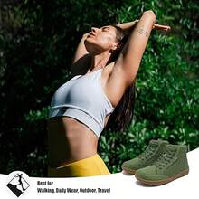 HOBIBEAR Zapatillas de caminar unisex con puntera ancha, media caña, forro cómodo, zapatillas deportivas planas - Verde - Ver 10