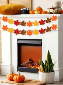 4 pièces Décoration d'Halloween Couronne d'automne en feutre feuille d'érable Bannière suspendue d'Halloween pour la récolte d'automne, Thanksgiving, fournitures de fête d'Halloween, 4 pièces Guirlande en feutre d'automne 4 couleurs Bannière suspendue feuille d'érable pour la récolte d'automne, Halloween, Thanksgiving et fournitures de fête de Noël Décoration murale de cheminée Décoration murale de cheminée - A - Voir 3