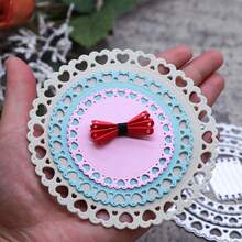 Heart Lace Circle Metal Cutting Dies, Nesting Round Frame Die Cuts, Carbon Steel Embossing Template For DIY Card Making Scrapbooking Paper Crafts - A - View 8
