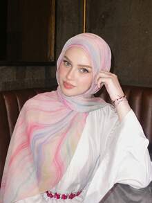 1 Stück Damen Boho-Stil einseitig bedruckter Seiden-Chiffon-Schal, leichter Stoff, vielseitiger langer Schal, geeignet für alle Jahreszeiten und den täglichen Gebrauch - Verschiedenfarbig - Übersicht 4