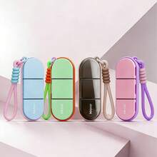 Dopamine-Colored Portable Braided Lanyard Three-Compartment Pill Box With Sealing Ring, Waterproof And Moisture-Proof, Individual Compartments For Carrying Health Supplements And Vitamins - View 2