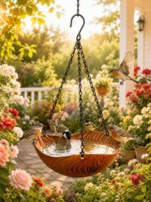 1pc/Set Hanging Bird Feeder And Bird Bath, Outdoor Decorative Feeding Tray With Chain And Hook, Multi-Functional Wild Bird Water Bowl, Suitable For Garden, Patio, Yard, Balcony And Porch Decoration - Multiple Styles - View 1